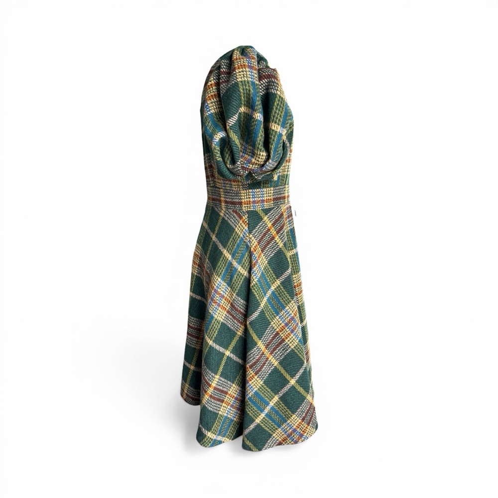 Ivy City Co Green Plaid Puff Sleeve Midi Dress - Picture 4 of 7